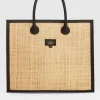 ATP Atelier Alfano Raffia/Lader Bokvaska Natur/Svart Clearance