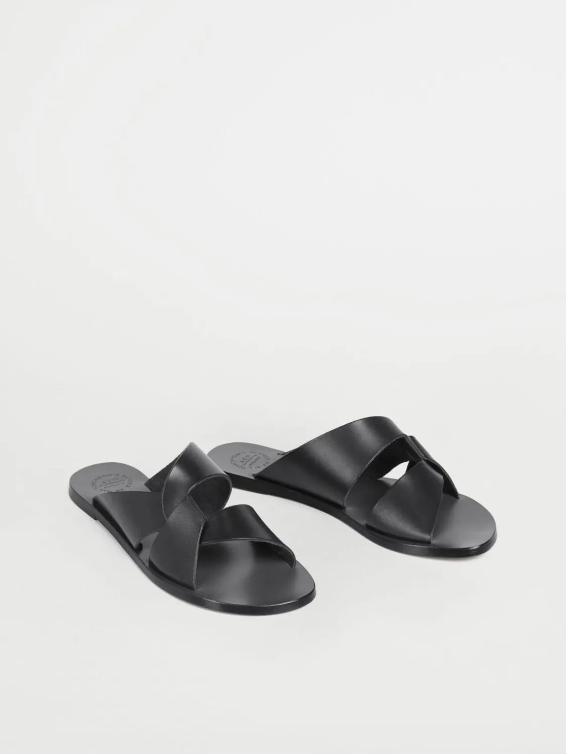 ATP Atelier Allai Lader Platta Sandaler Svart Best Sale