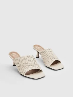 ATP Atelier Caserta Nappa Plisse Sandaler Med Klackar Kalksten Sale