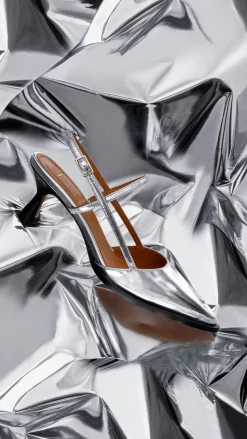 ATP Atelier Dernice Metallic Lader Slingback Silver Flash Sale