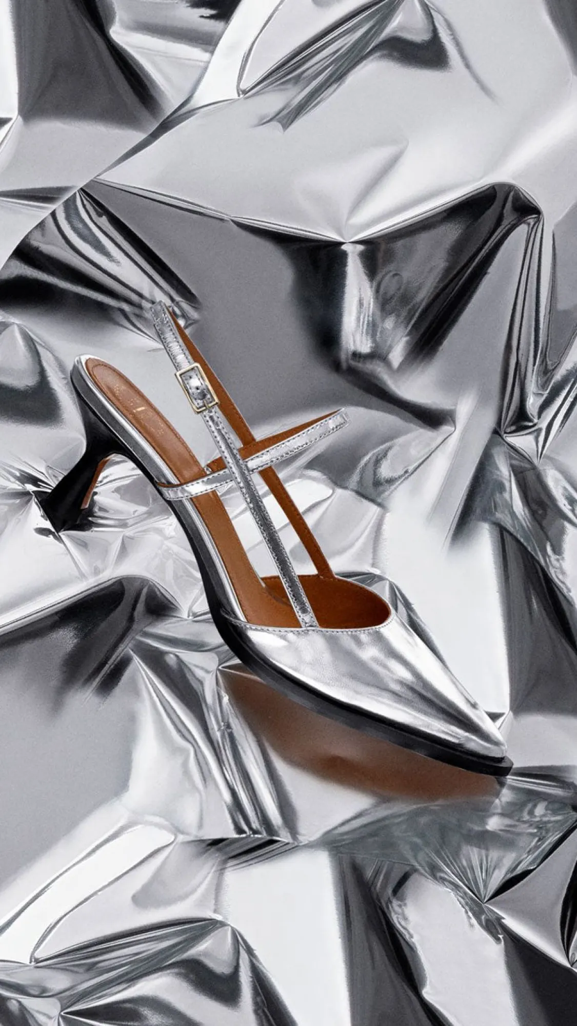 ATP Atelier Dernice Metallic Lader Slingback Silver Flash Sale