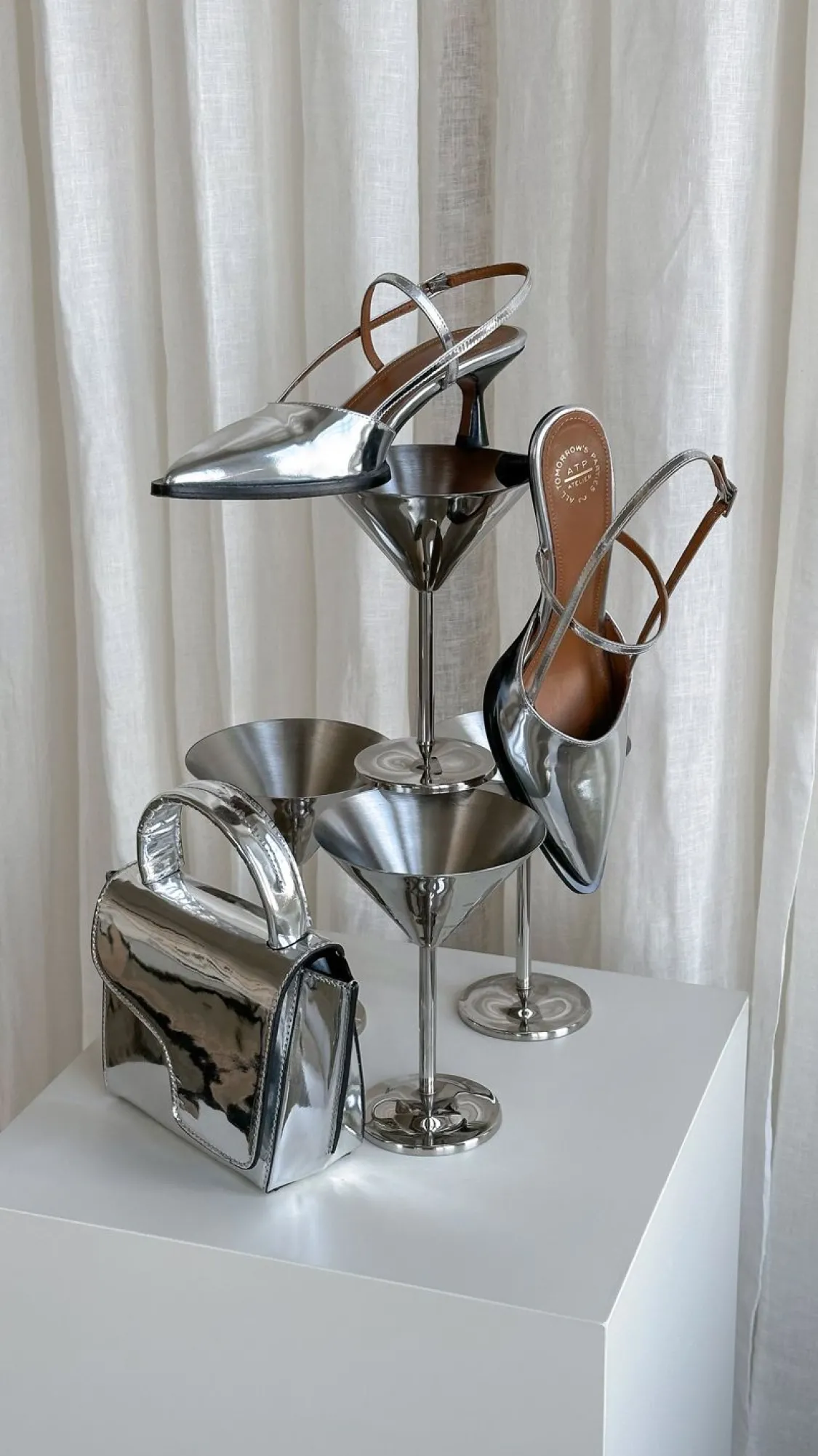 ATP Atelier Dernice Metallic Lader Slingback Silver Flash Sale