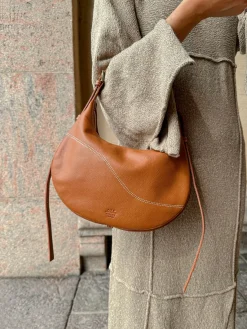 ATP Atelier Liveri Grained Leather Small Hobo Bag Brandy/Kontrastsom Discount