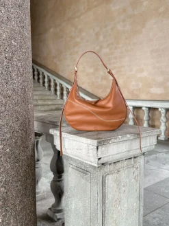 ATP Atelier Liveri Grained Leather Small Hobo Bag Brandy/Kontrastsom Discount
