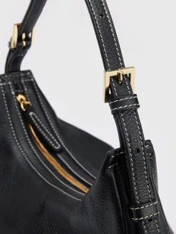 ATP Atelier Liveri Grained Leather Small Hobo Bag Svart/Kontrastsom Store