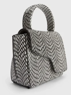 ATP Atelier Montalcino Tryckt Grafisk Snake Nappa Mini Handvaska Svart/Linne Sale