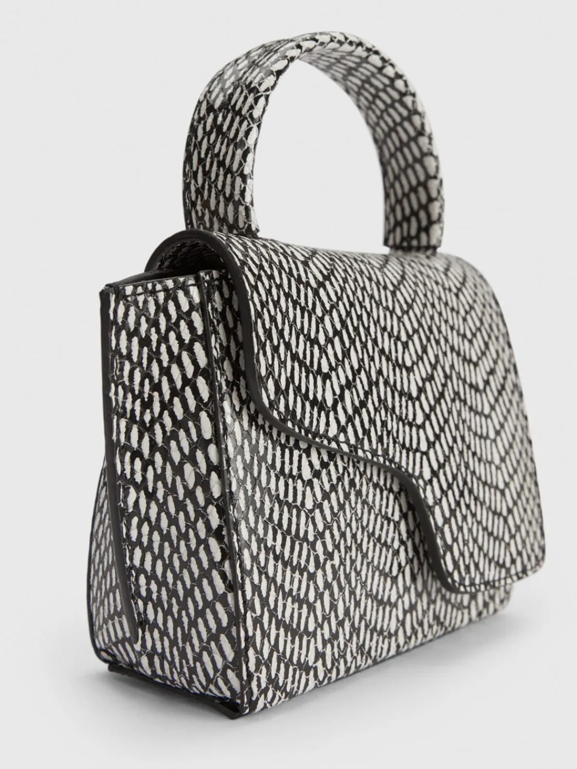 ATP Atelier Montalcino Tryckt Grafisk Snake Nappa Mini Handvaska Svart/Linne Sale