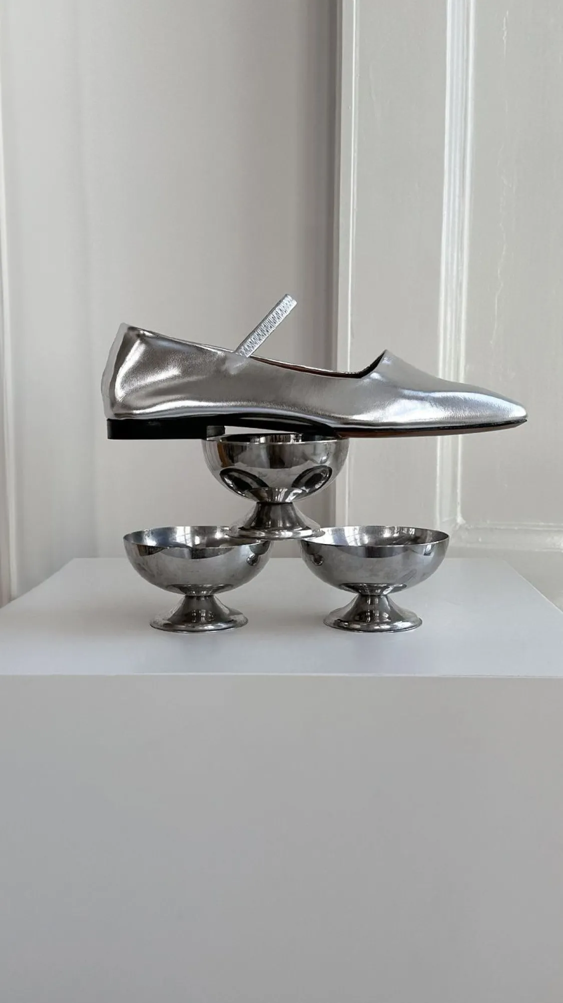 ATP Atelier Petina Metallic Lader Mary Jane Flats Silver Discount