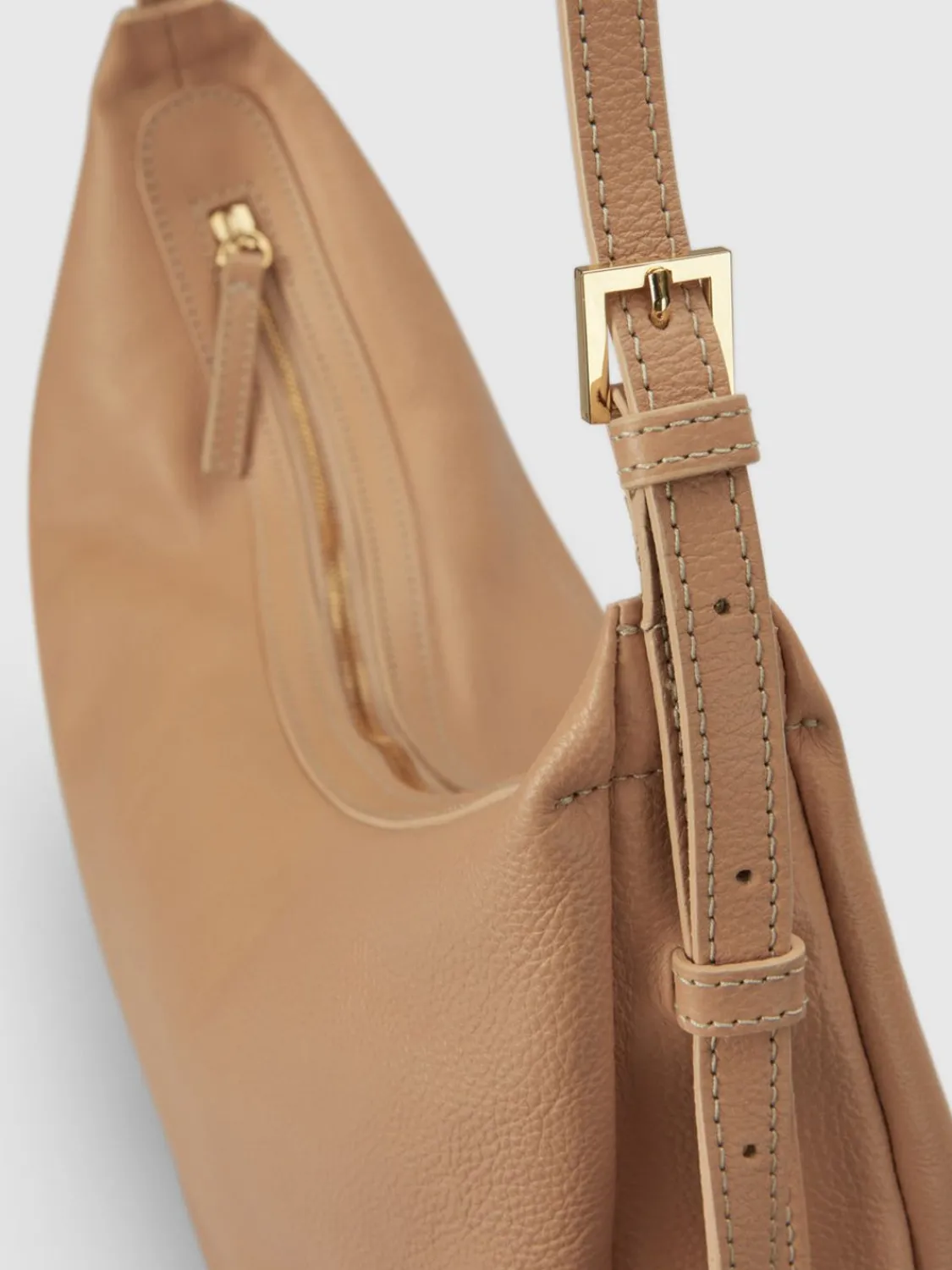 ATP Atelier Potenza Grained Leather Large Hobo Bag Nocciola/Kontrastsom Sale