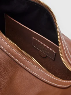 ATP Atelier Potenza Grained Leather Large Hobo Bag Brandy/Kontrastsom Clearance