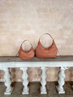 ATP Atelier Potenza Grained Leather Large Hobo Bag Brandy/Kontrastsom Clearance