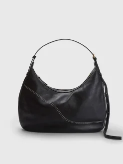 ATP Atelier Potenza Grained Leather Large Hobo Bag Svart/Kontrastsom Discount