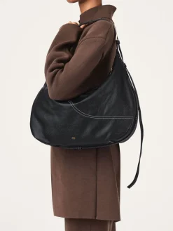 ATP Atelier Potenza Grained Leather Large Hobo Bag Svart/Kontrastsom Discount
