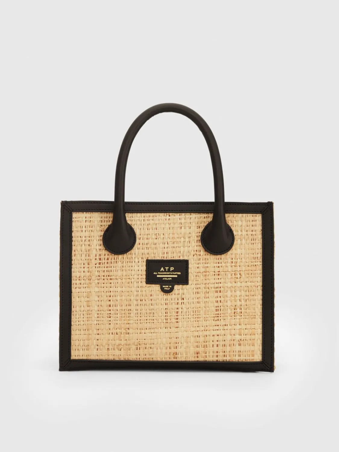 ATP Atelier Scario Raffia/Minihandvaska I Lader Natur/Svart Cheap