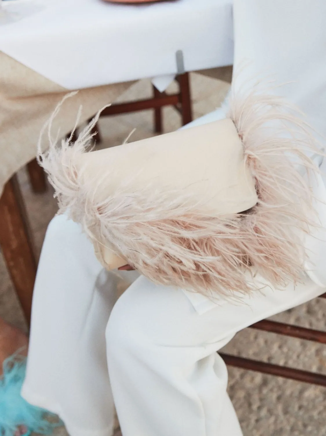 ATP Atelier Scarlino Nappa/Feathers Pouch Bag Kalksten Best Sale