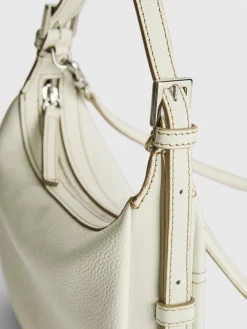 ATP Atelier Silea Grained Leather Mini Hobo Bag Bianco/Kontrastsom Shop