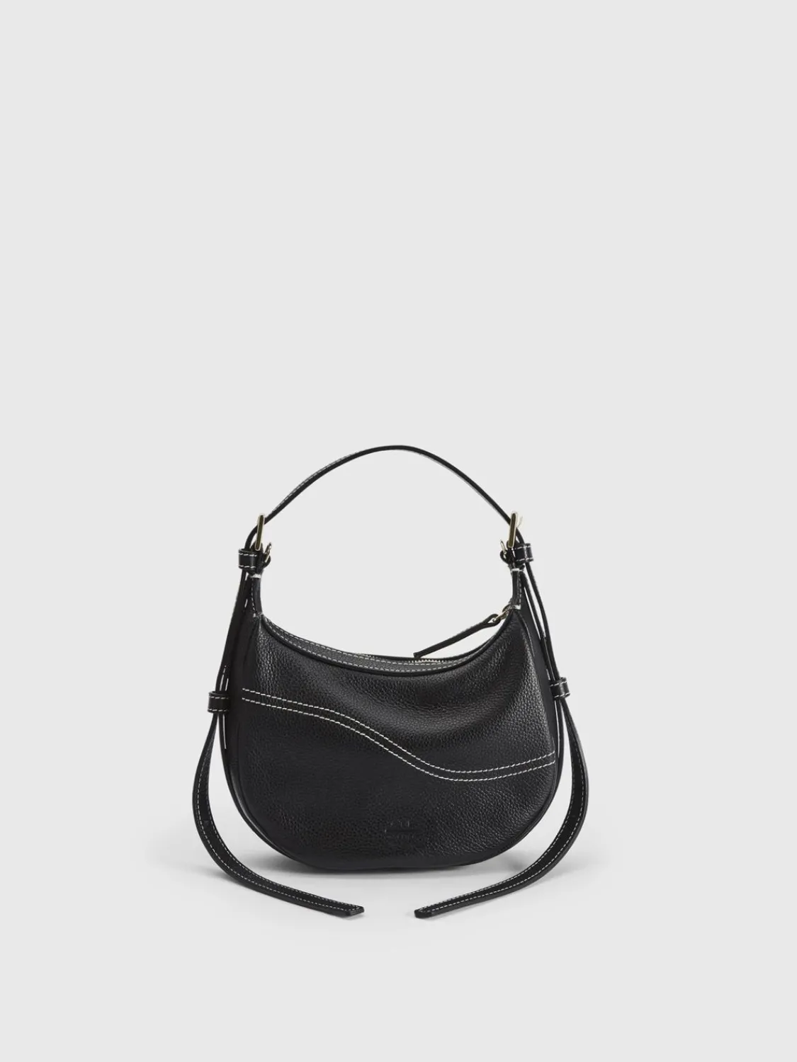 ATP Atelier Silea Grained Leather Mini Hobo Bag Svart/Kontrastsom Cheap