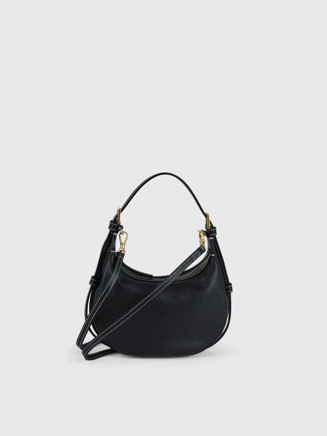 ATP Atelier Silea Grained Leather Mini Hobo Bag Svart/Kontrastsom Cheap