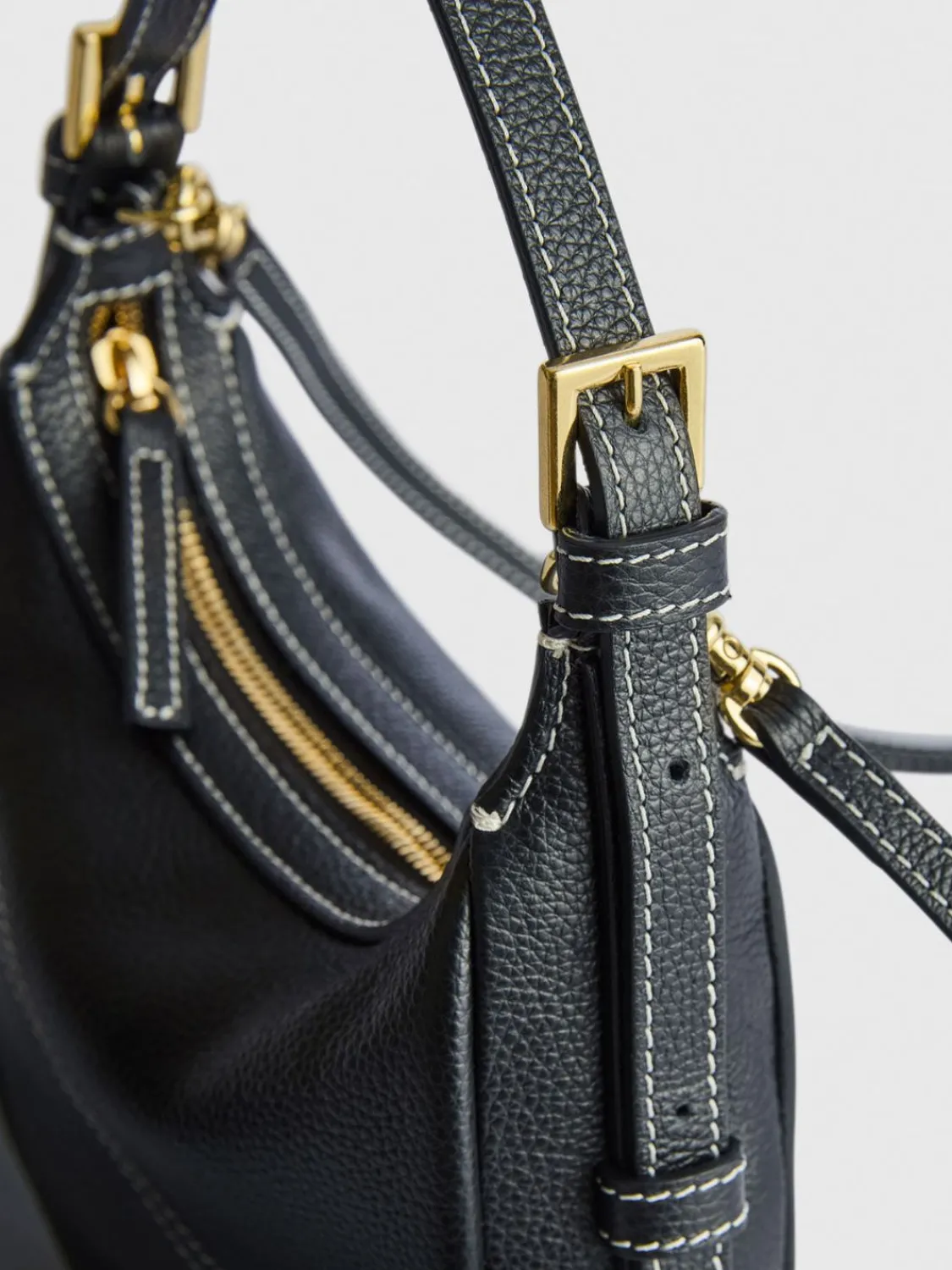 ATP Atelier Silea Grained Leather Mini Hobo Bag Svart/Kontrastsom Cheap