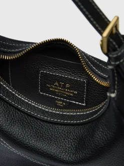 ATP Atelier Silea Grained Leather Mini Hobo Bag Svart/Kontrastsom Cheap