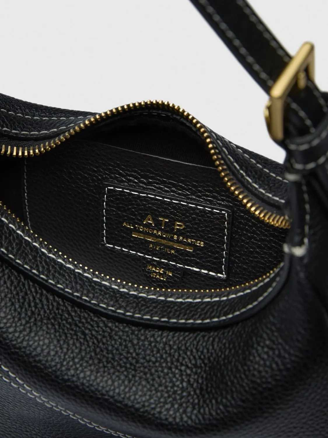 ATP Atelier Silea Grained Leather Mini Hobo Bag Svart/Kontrastsom Cheap